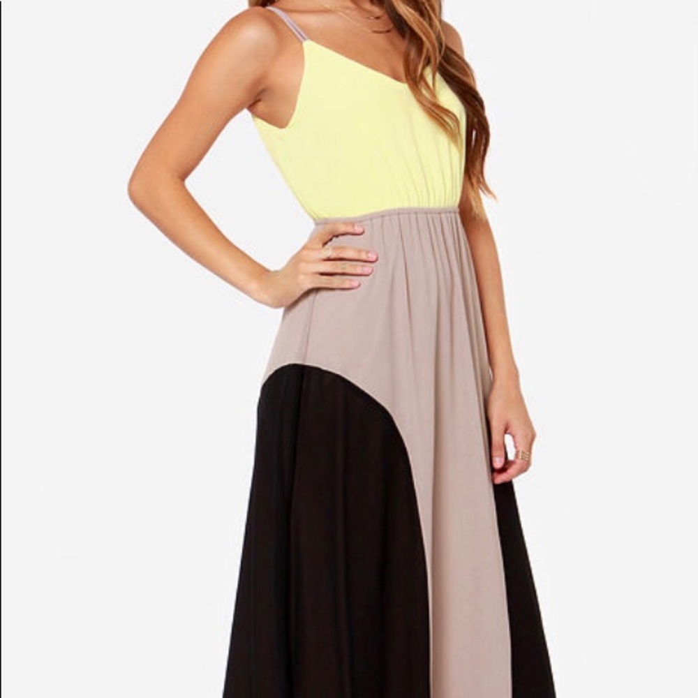 Yellow Colorblock Maxi Dress